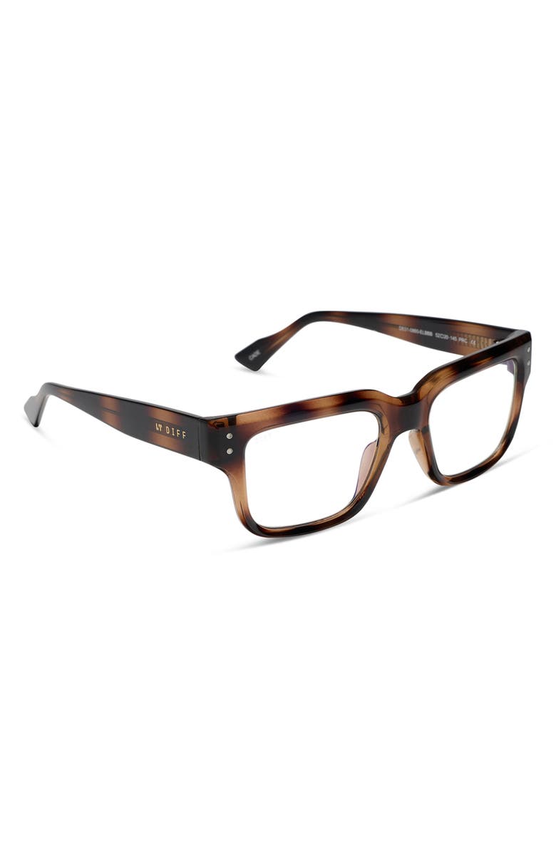 DIFF Cade 52mm Square Blue Light Blocking Glasses, Alternate, color, Dark Elm Tortoise Blue Light