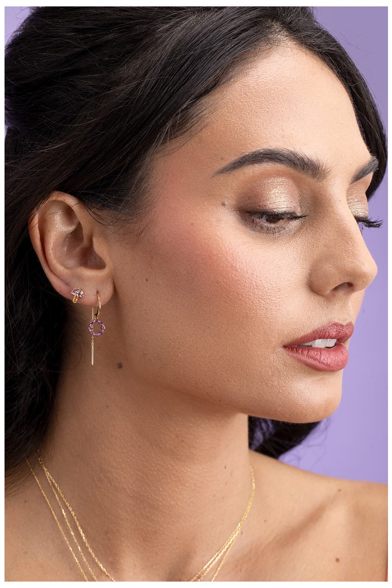 14K Gold Amethyst Threader Earrings, Alternate, color, 14KY