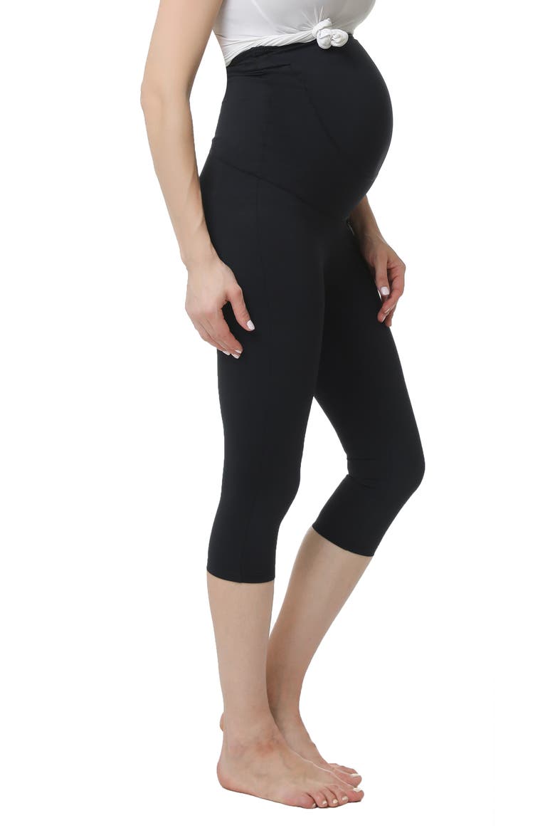 Bree Belly Support Maternity Capri Leggings, Alternate, color, BLACK