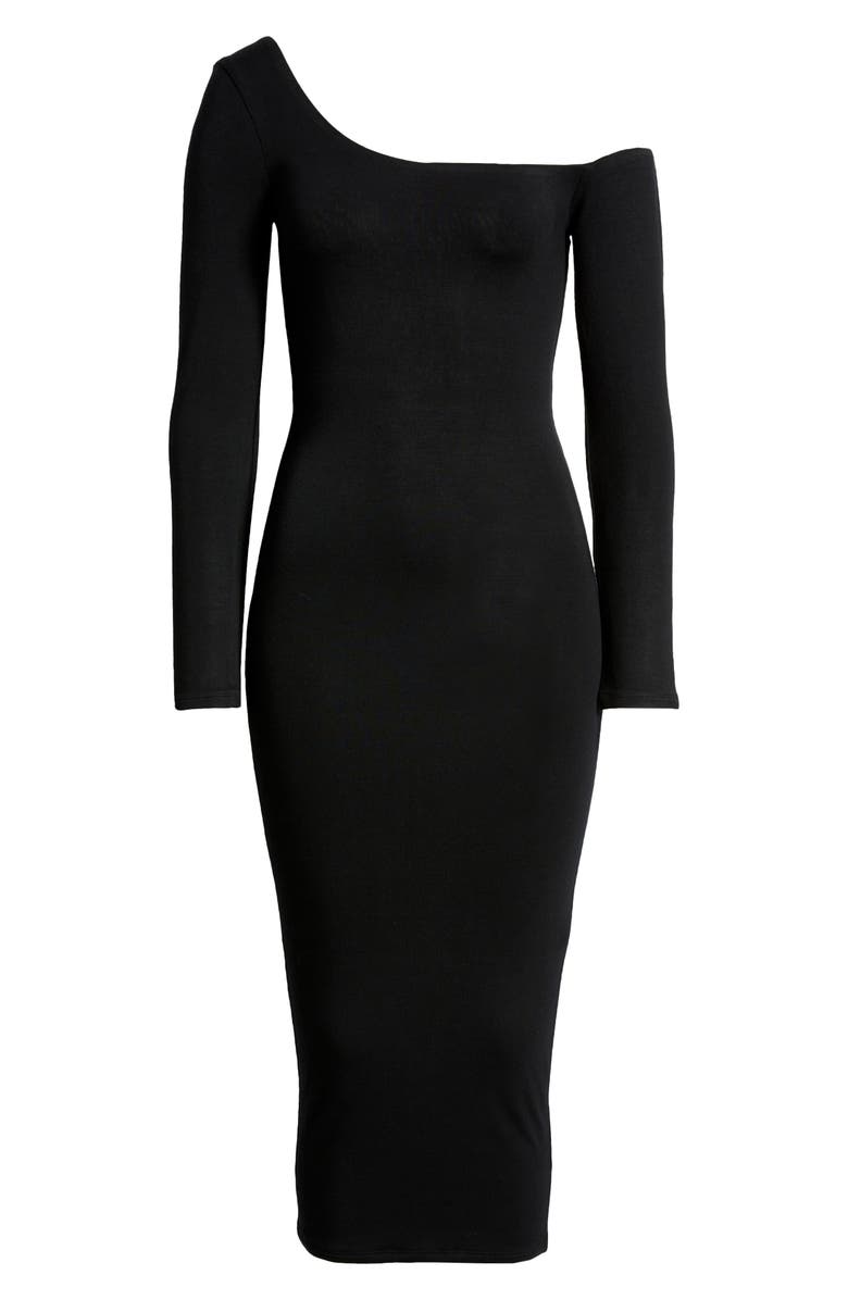RE ONA Long Sleeve One-Shoulder Midi Dress, Alternate, color, 