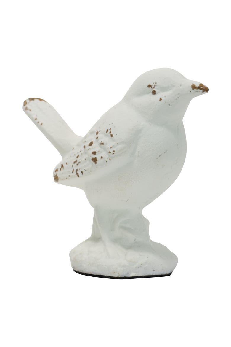 Rustic Antique White Metal Bird Figurine, Main, color, White