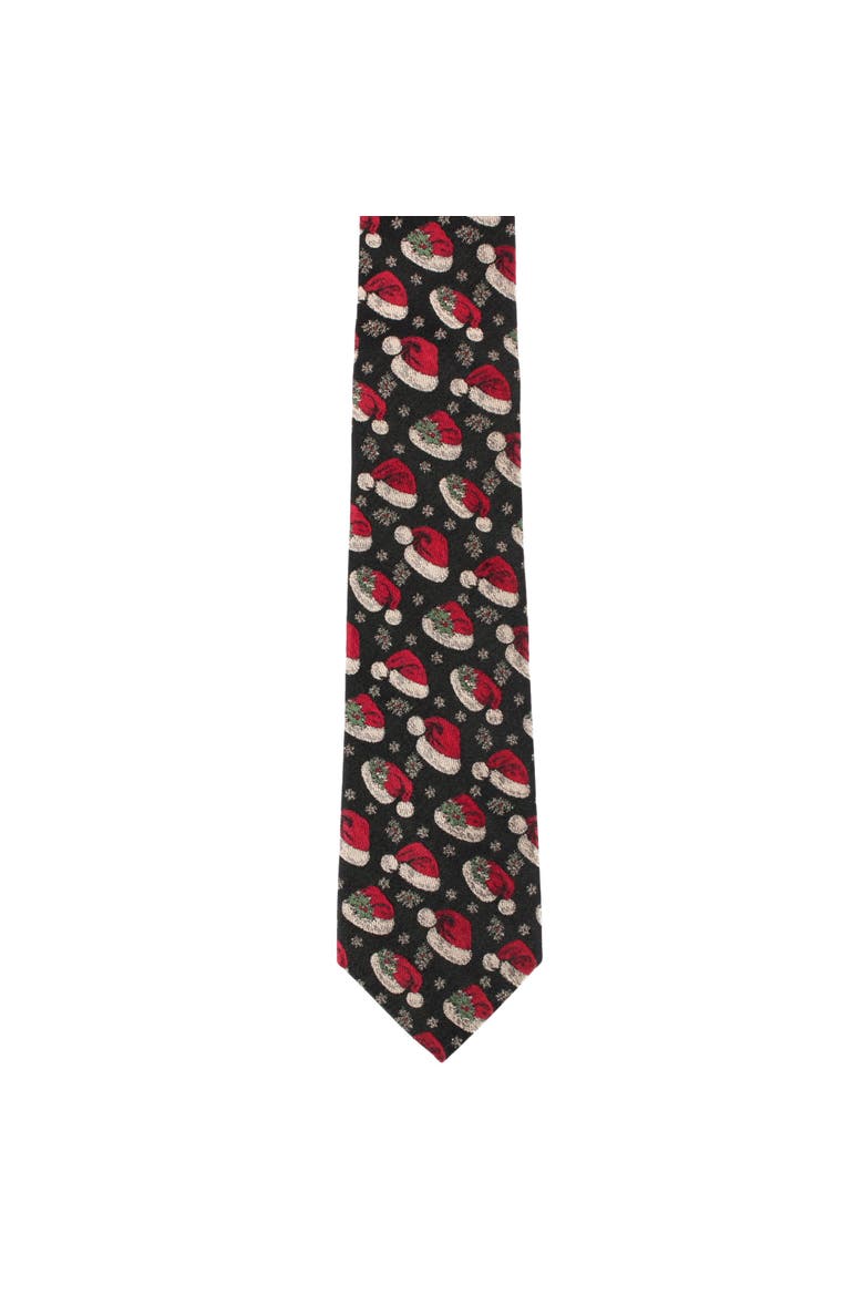 Kris Kringle's Cap Silk Novelty Necktie, Alternate, color, Black
