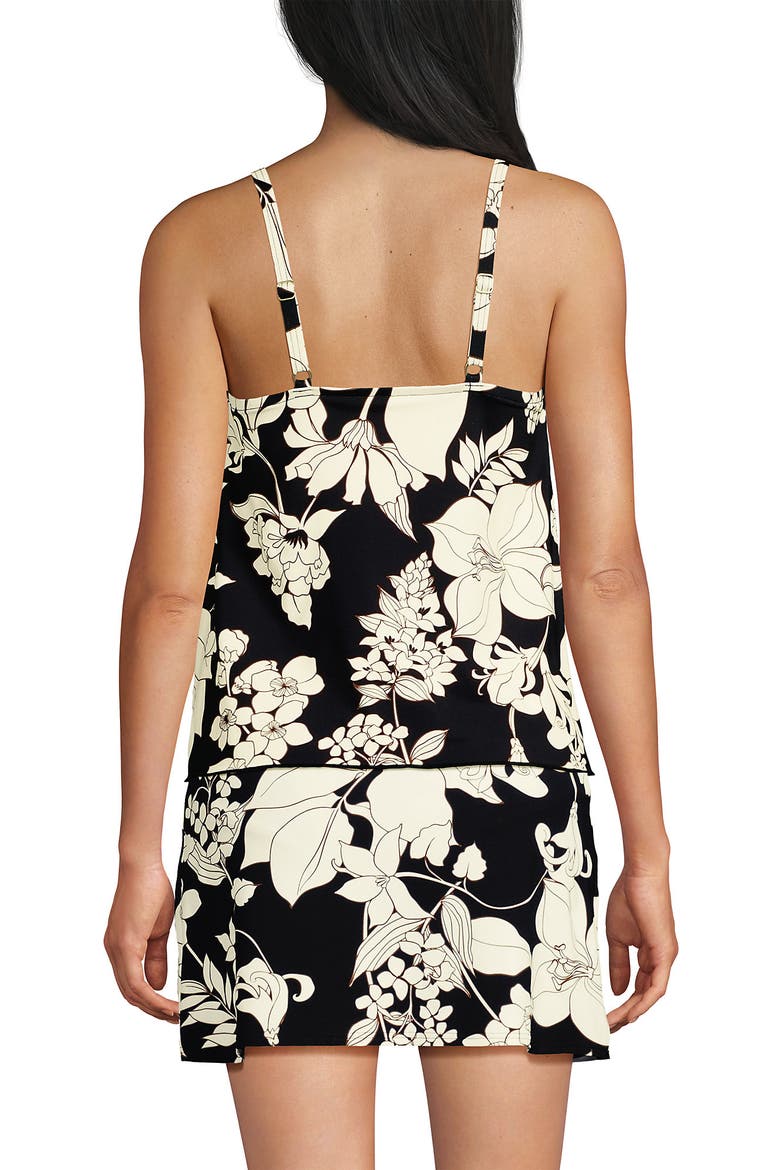Tulip Hem Tankini Top, Alternate, color, Black/Egret Lilies
