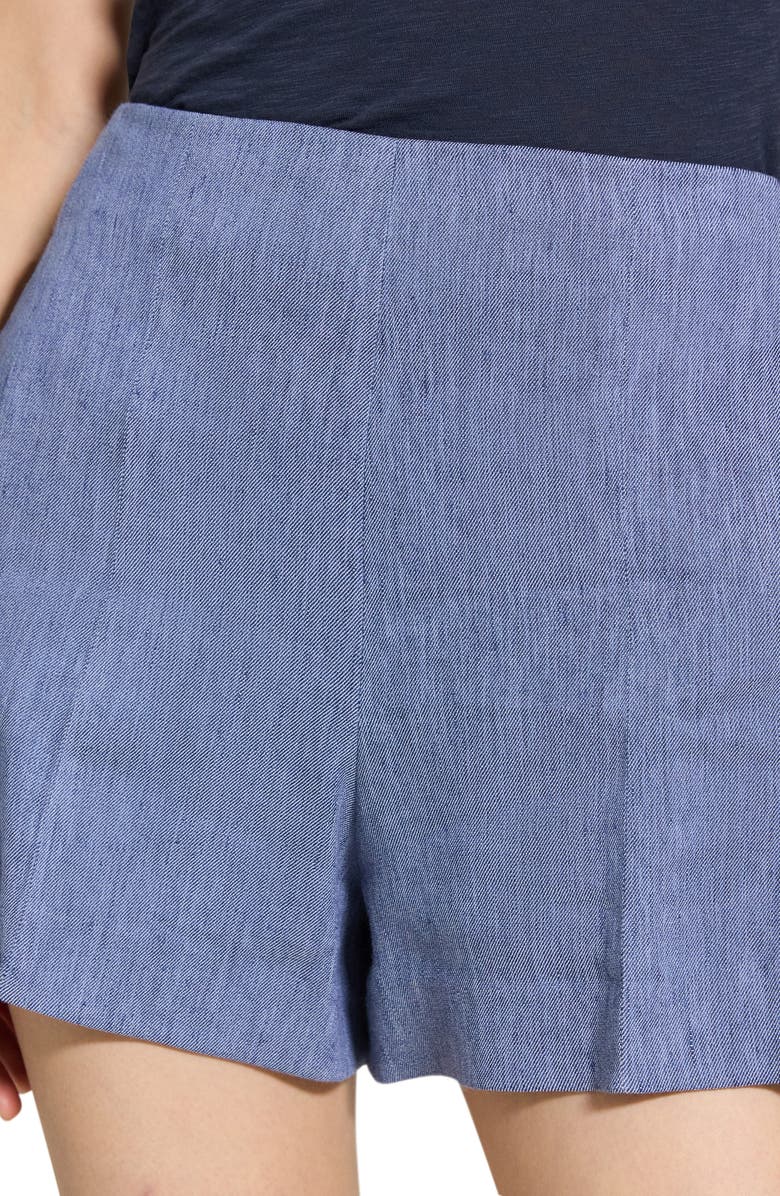 Theory Pleated Linen Blend Shorts, Alternate, color, 