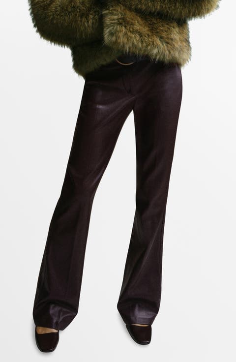 Slim Fit Faux Leather Flare Pants