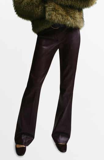 MANGO Slim Fit Faux Leather Flare Pants