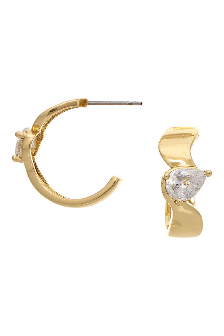Pear Cubic Zirconia Hoop Earrings, Main, color, GOLD