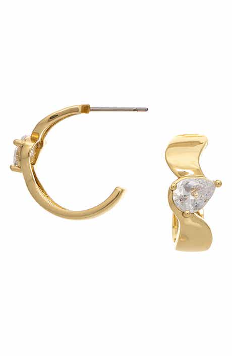 Pear Cubic Zirconia Hoop Earrings