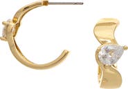 RIVKA FRIEDMAN Pear Cubic Zirconia Hoop Earrings