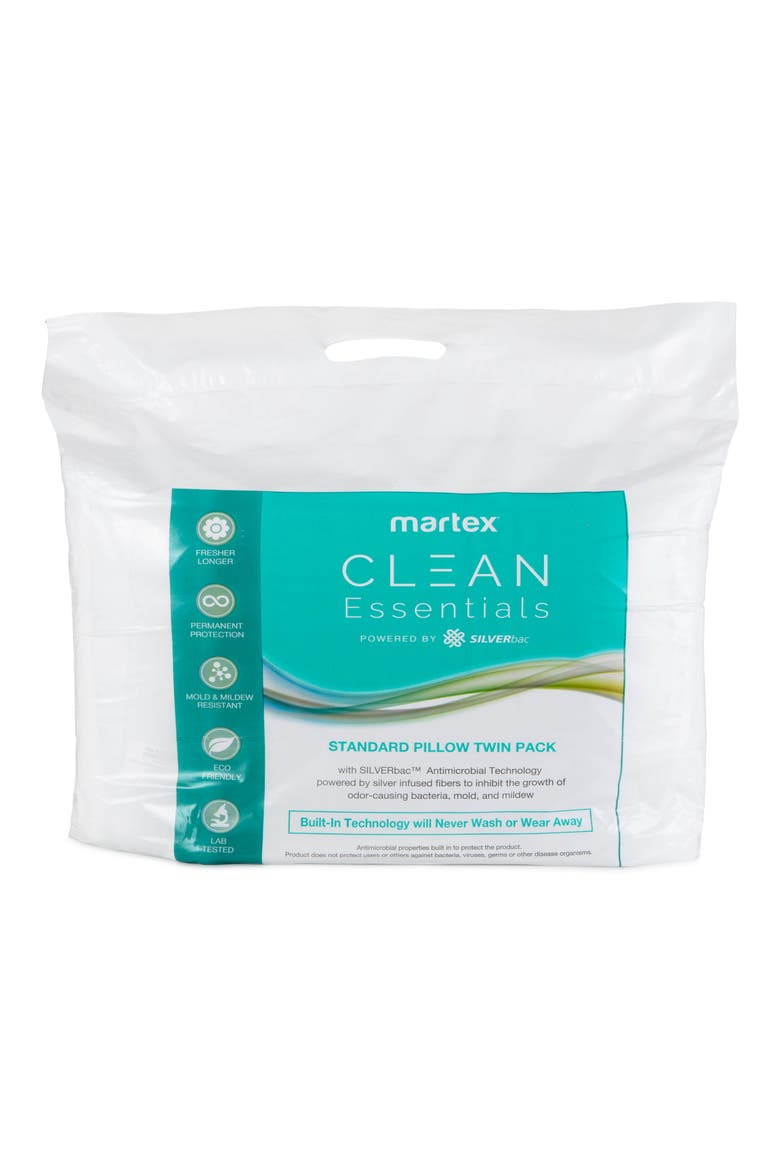 Clean Essentials Pillow & Pillow Protector Set, Alternate, color, WHITE