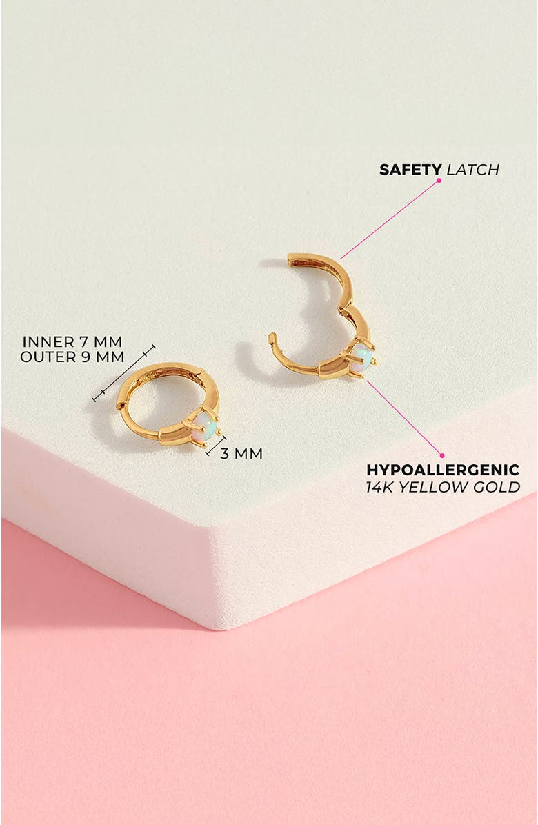 In Season Jewelry 14k Gold Single Opal Hoops, Alternate, color, Opal