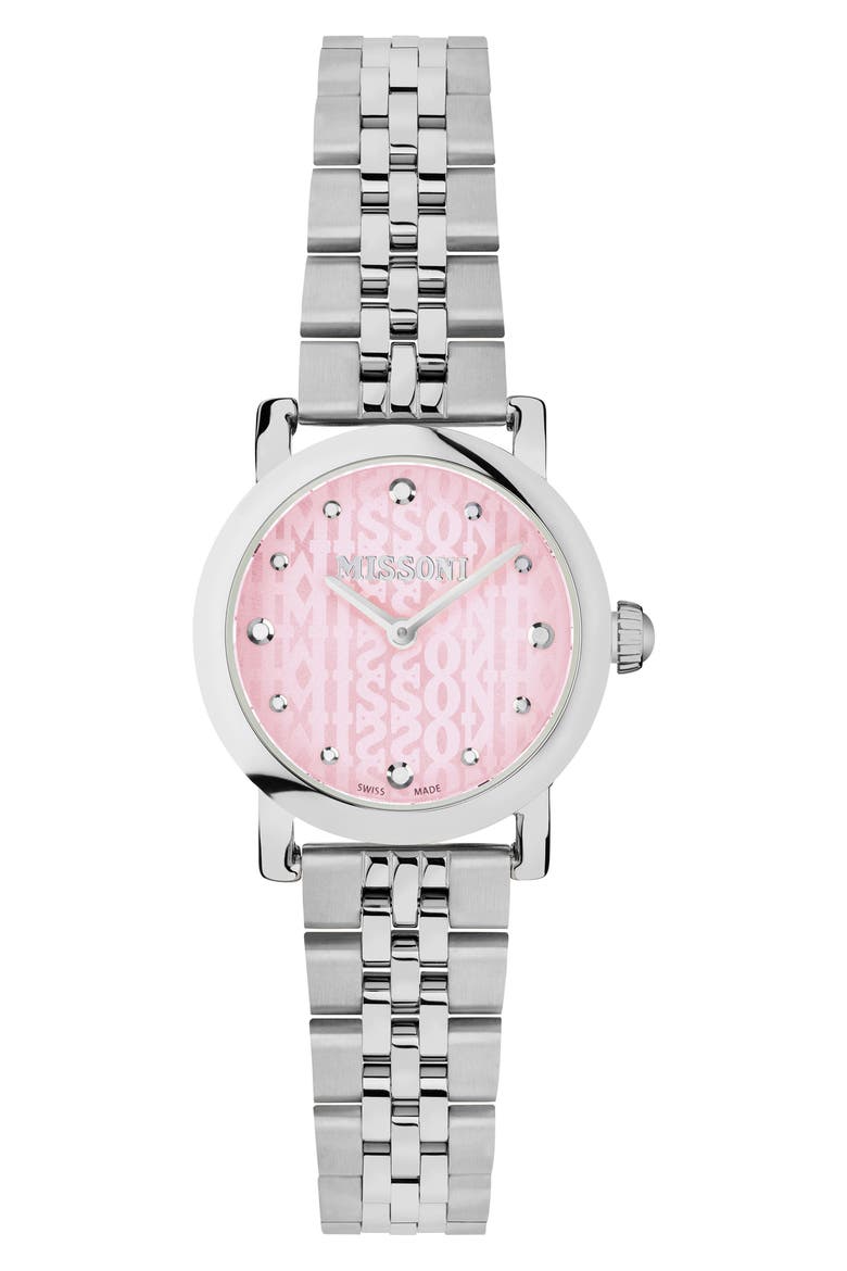 Mini Monogram Swiss Quartz Bracelet Watch, 28mm, Main, color, STAINLESS STEEL