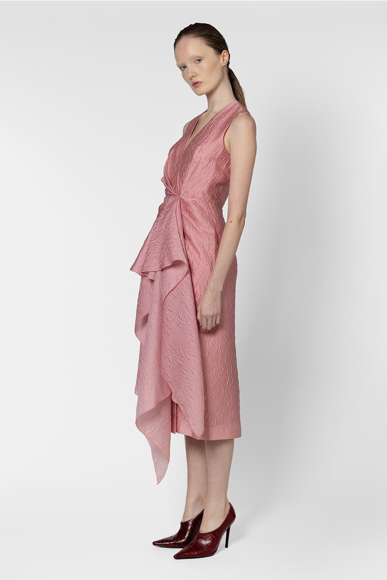 Esra Textured Cloque Midi Dress, Alternate, color, Rosado