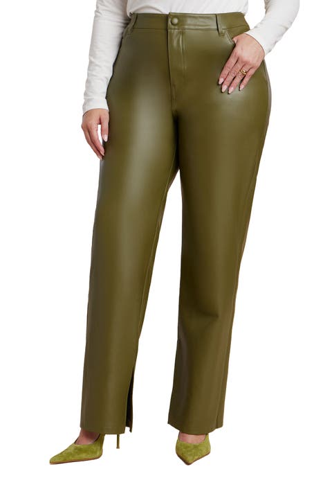 Slit Hem Faux Leather Pant (Plus)