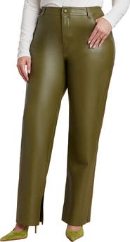 ELOQUII Slit Hem Faux Leather Pant