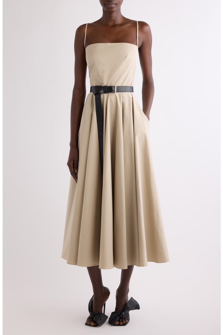 Sliced Cotton Poplin Dress, Main, color, BEIGE