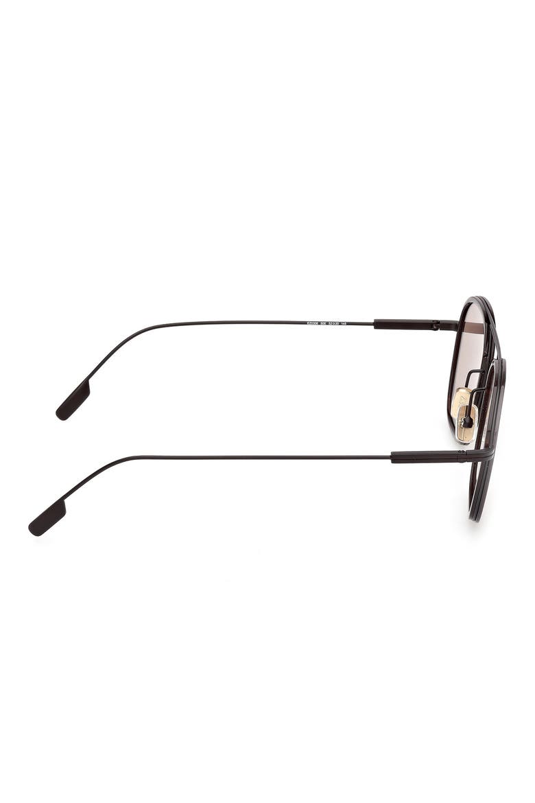 51mm Navigator Sunglasses, Alternate, color, MATTE DARK BROWN AND STRIPED DARK BROWN / BROWN LENSES