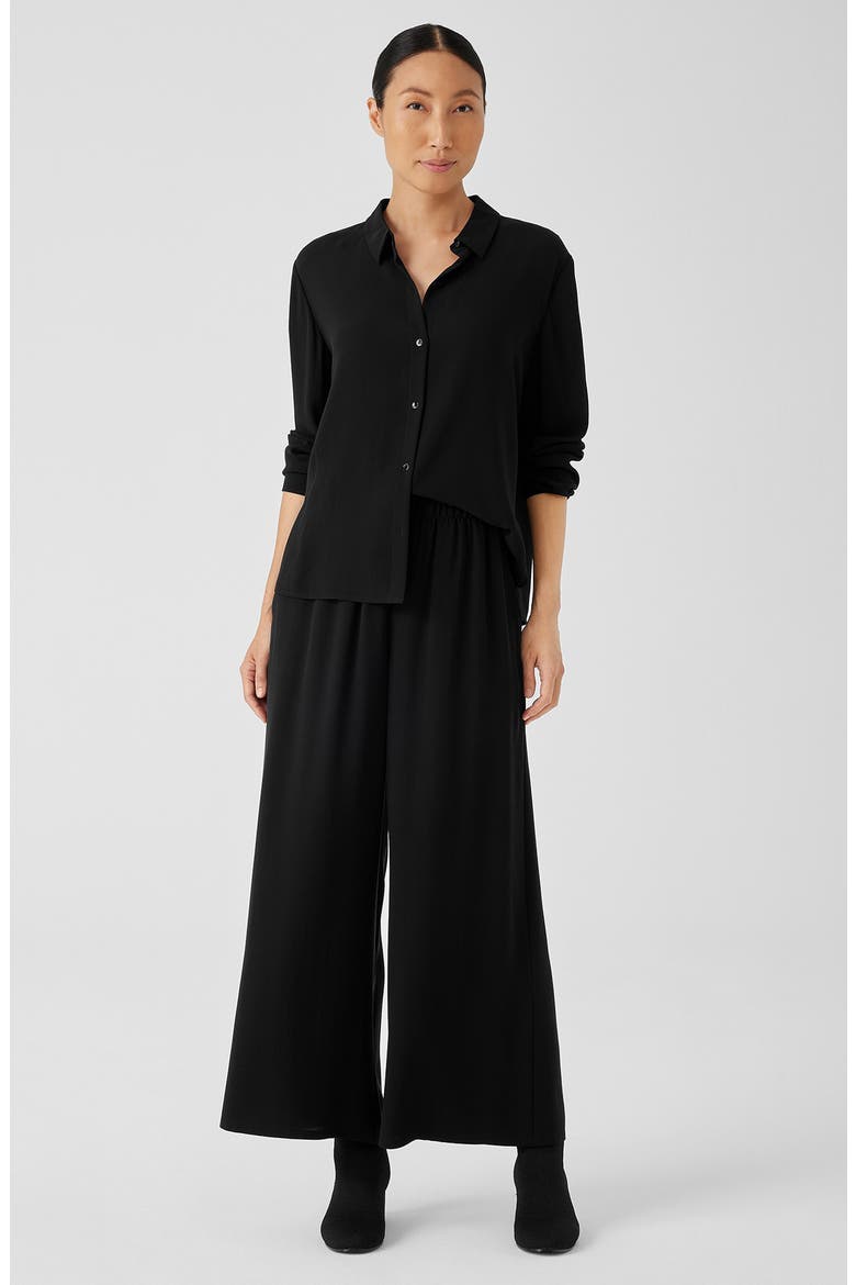 Silk Crepe Georgette Ankle Wide Leg Pants, Alternate, color, BLACK