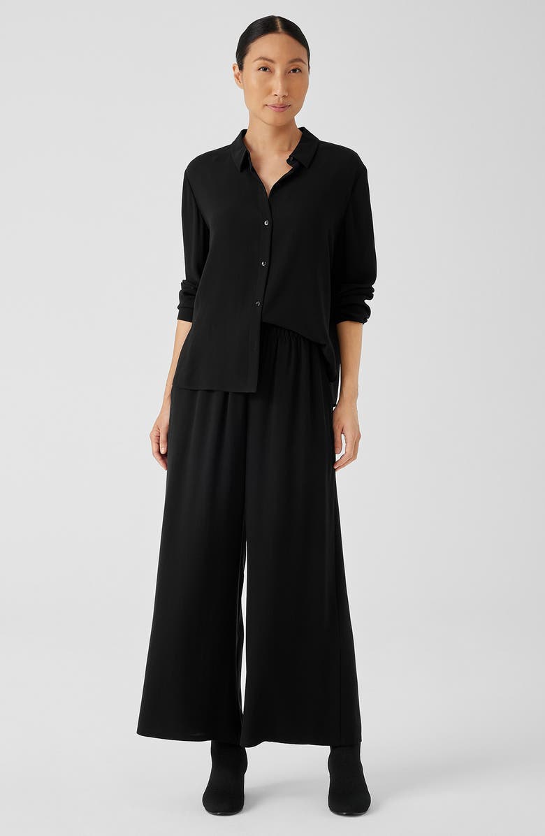 Eileen Fisher Silk Crepe Georgette Ankle Wide Leg Pants, Alternate, color,