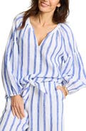 Tommy Bahama Coastalina Balloon Sleeve Stripe Linen Top