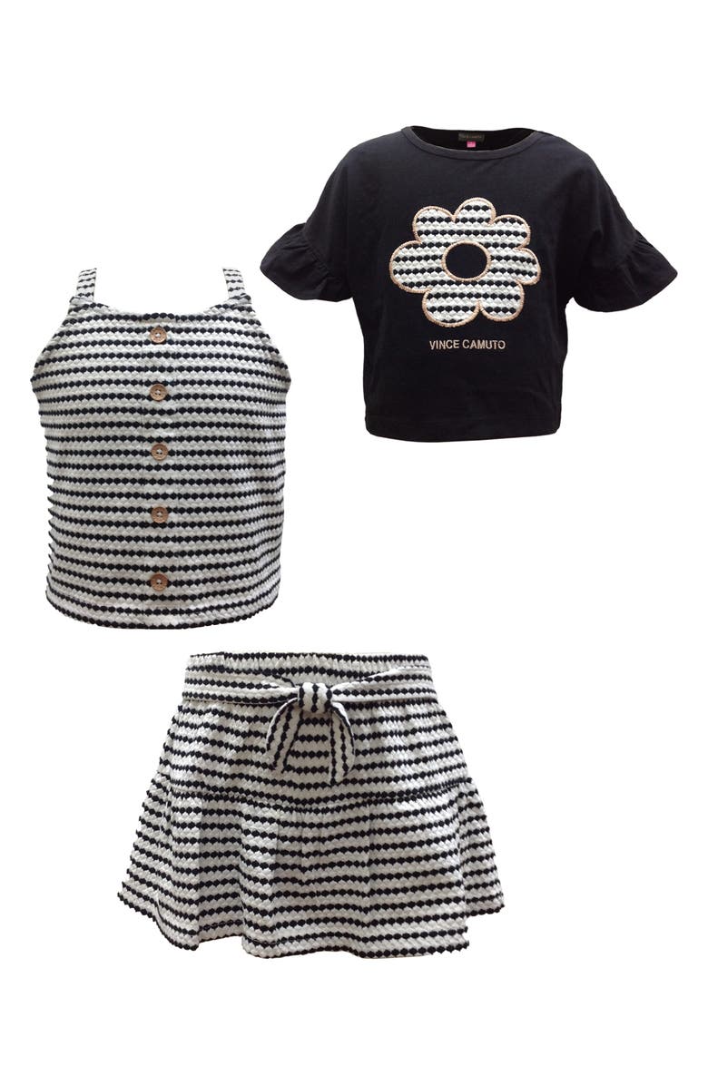 Vince Camuto Kids 3-Piece Vest, Top & Skirt Set, Main, color,