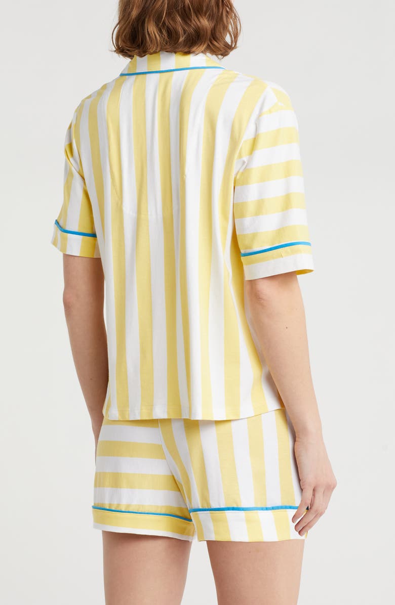 DKNY Stripe Cotton Blend Top & Shorts Pajamas, Alternate, color, 