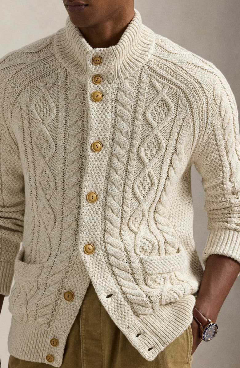 Polo Ralph Lauren Aran Marl Cotton Cardigan, Alternate, color, 