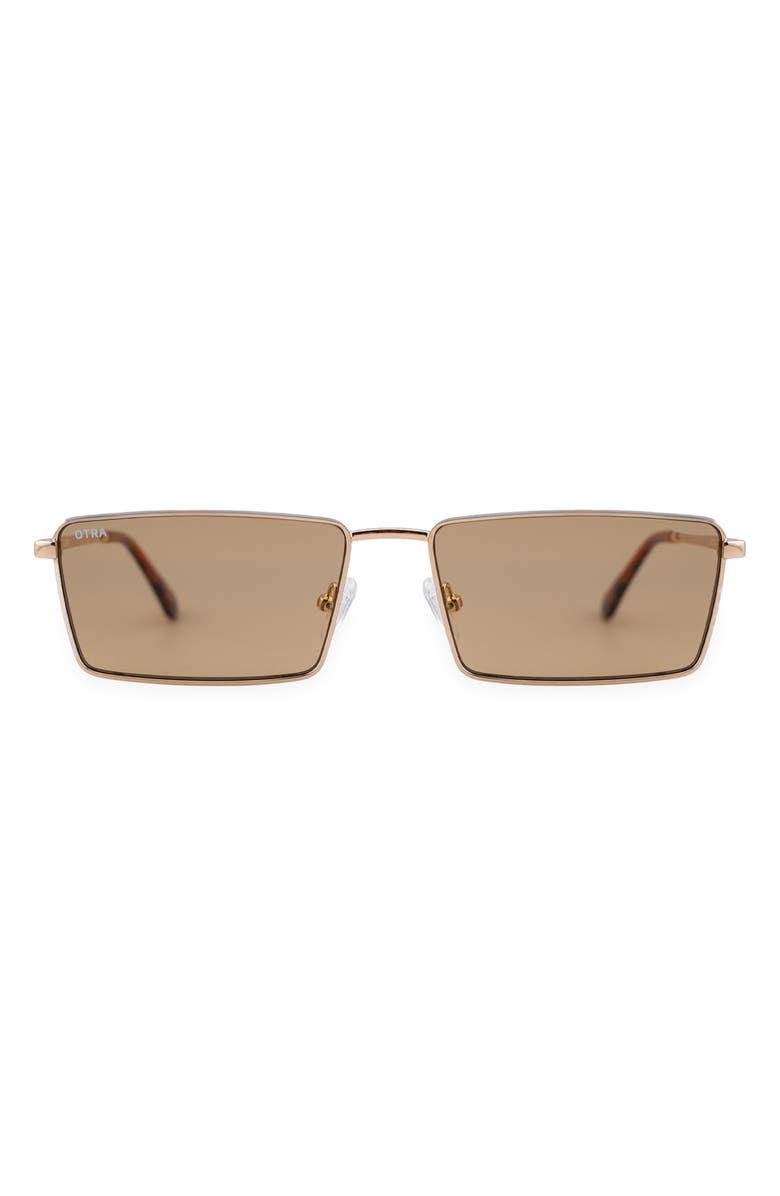 OTRA EYEWEAR Margo Rectangular Sunglasses, Main, color, Gold/ Brown
