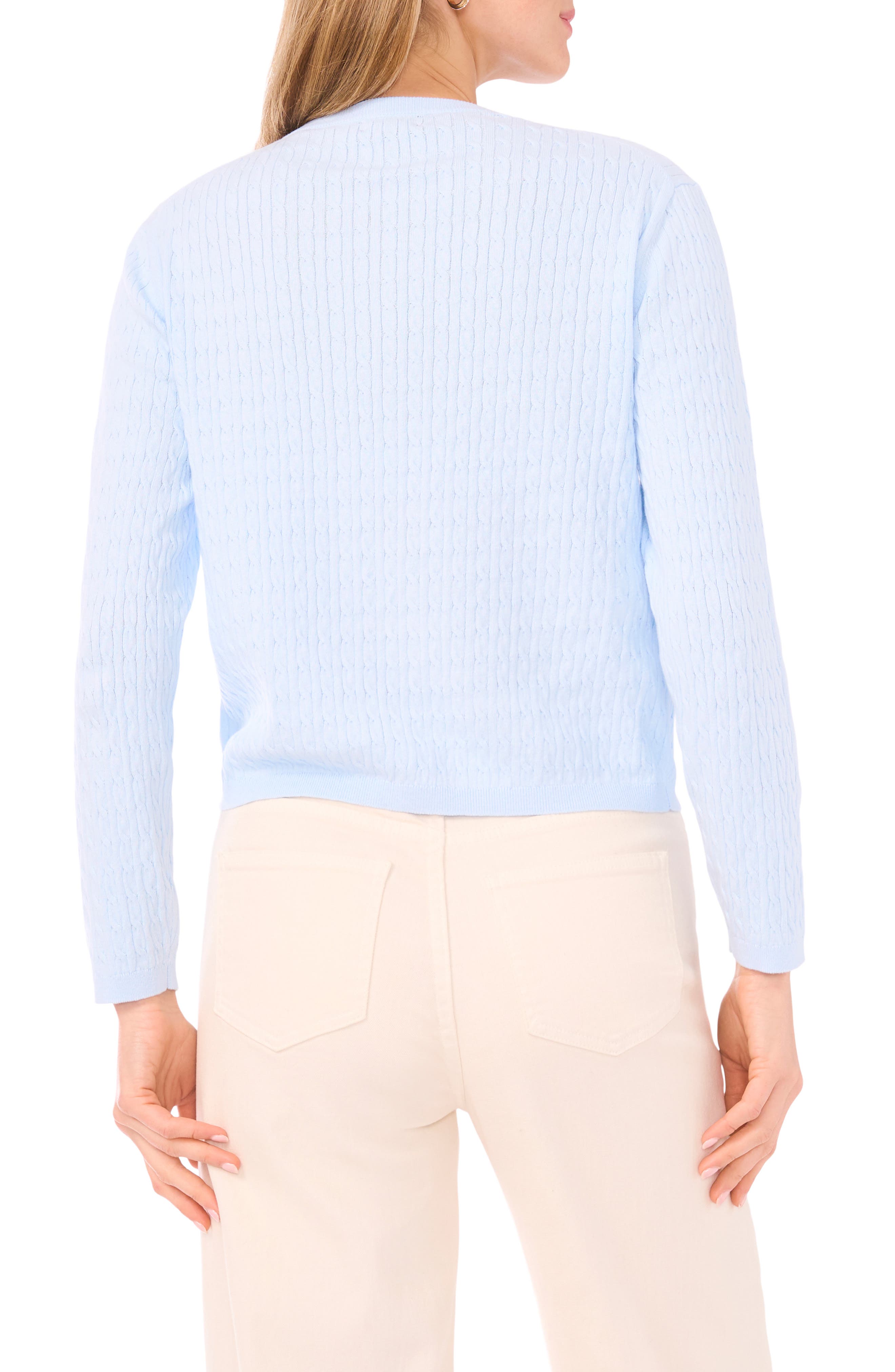Cotton Cable Knit Crop Cardigan - image 2