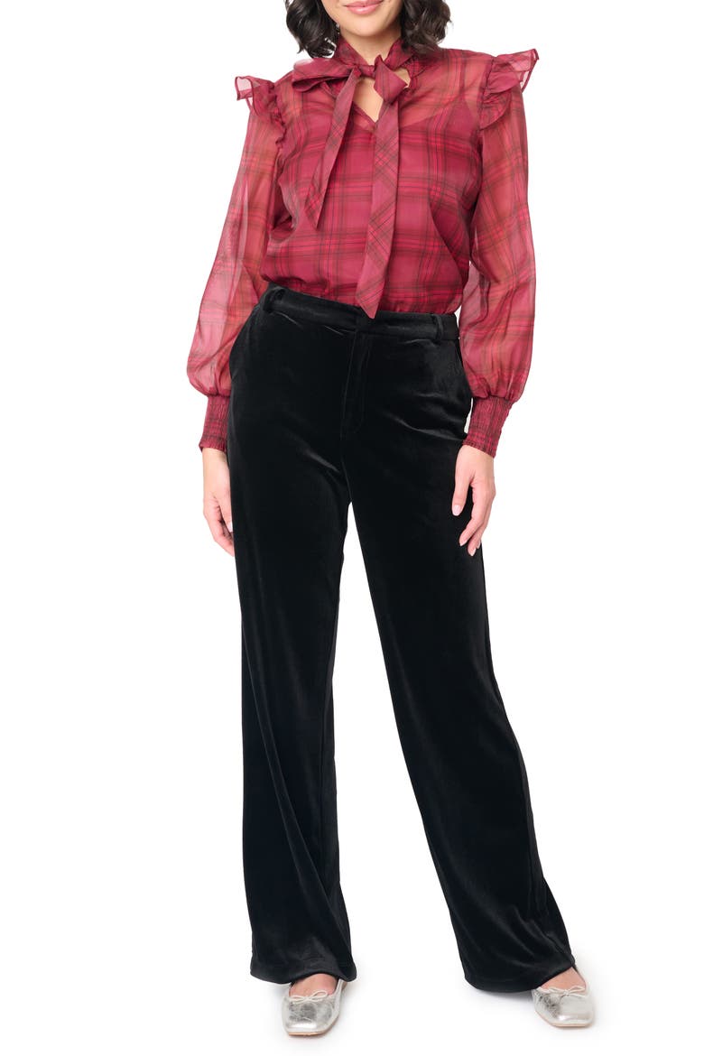 Lindsey Velvet Wide Leg Pants, Alternate, color, BLACK