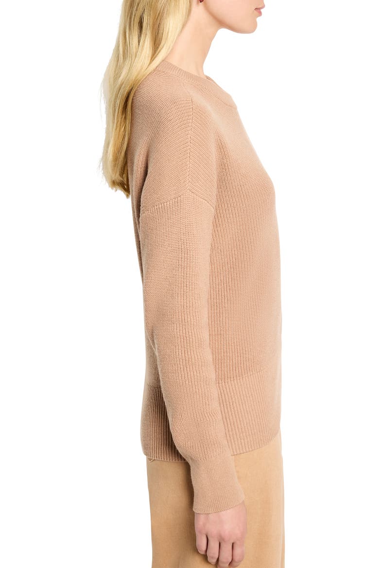 Shaker Stitch Creweck Cotton Blend Sweater, Alternate, color, BURRO