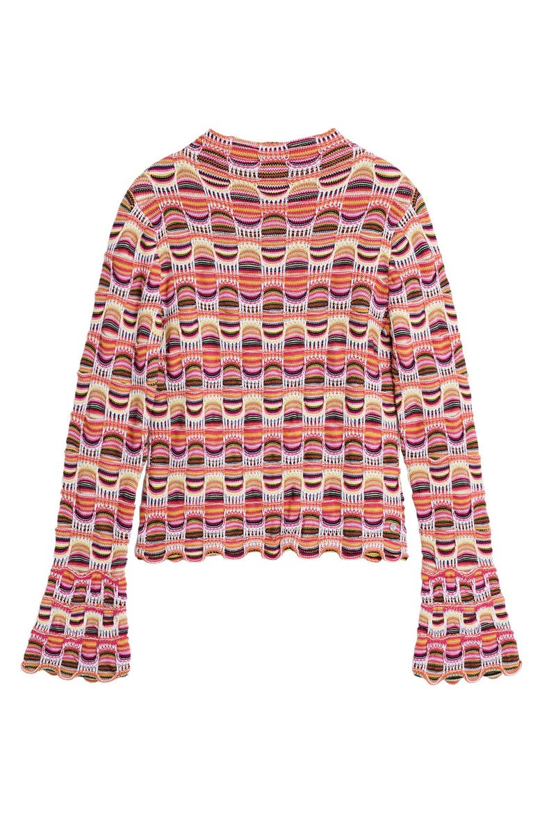 Stripe Mock Neck Sweater, Alternate, color, RED