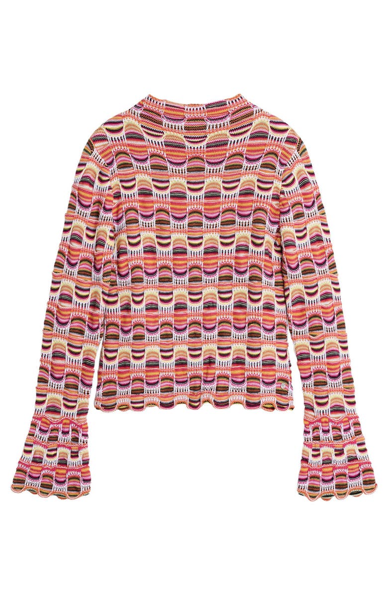 Desigual Stripe Mock Neck Sweater, Alternate, color, Red