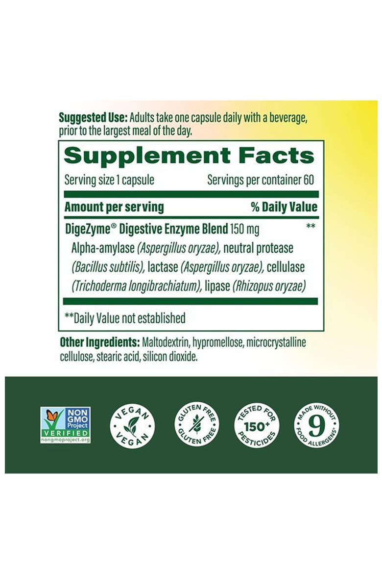 Dual-Action Digestive Enzymes, Gas & Bloating Relief, Vegan, Gluten Free, 60 Capsules, Alternate, color, None