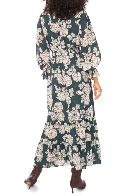 Vince Camuto Floral Jacquard Tiered Maxi Dress In Green