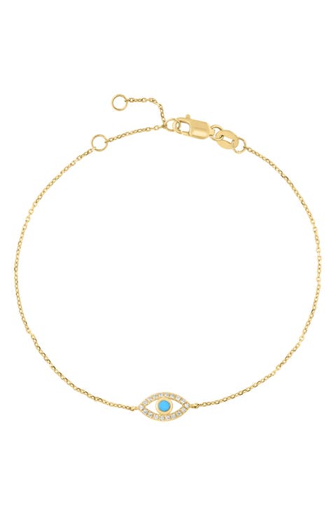 Turquoise & Diamond Evil Eye Bracelet