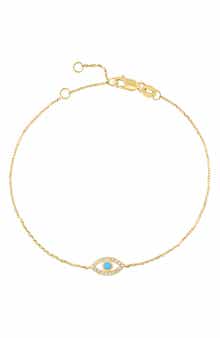 Turquoise & Diamond Evil Eye Bracelet