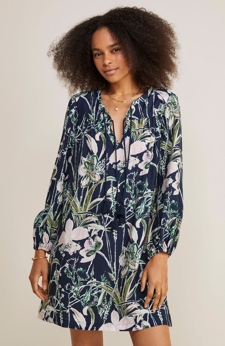 vineyard vines Floral Jacquard Long Sleeve Shift Dress, Alternate, color, 