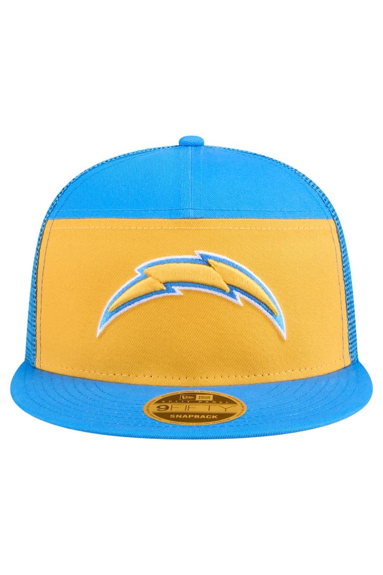 Men's New Era Gold/Powder Blue Los Angeles Chargers Outdoor Split Panel 9FIFTY Snapback Hat, Alternate, color, Gold