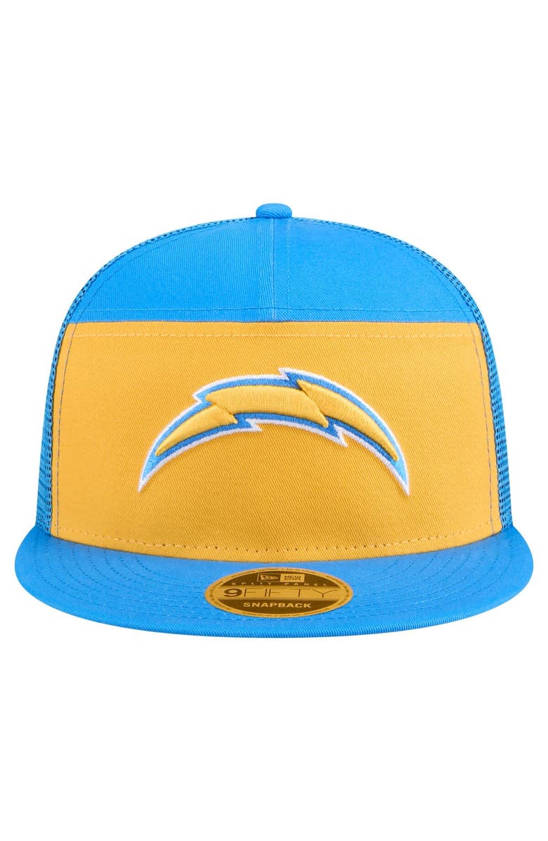New Era Men's New Era Gold/Powder Blue Los Angeles Chargers Outdoor Split Panel 9FIFTY Snapback Hat, Alternate, color, Gold