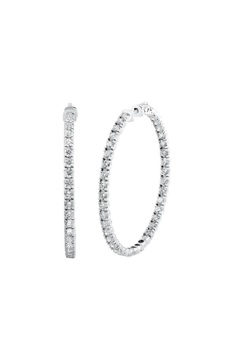 Bliss Diamond 8.00CT 2" Diamond Inside Outside Hoops 14k Gold Lab Grown, Main, color, 14K White Gold