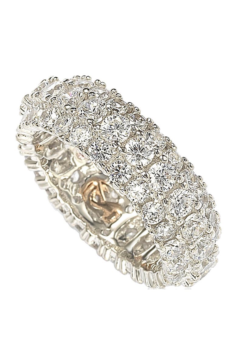 SUZY LEVIAN Sterling Silver White CZ 3 Row Eternity Band, Alternate, color, White
