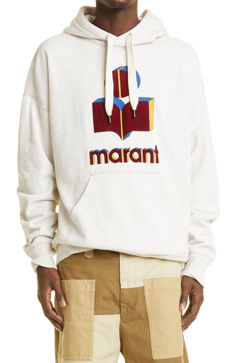 Isabel Marant Oversized Organic Cotton Blend Logo Graphic Hoodie, Main, color, 