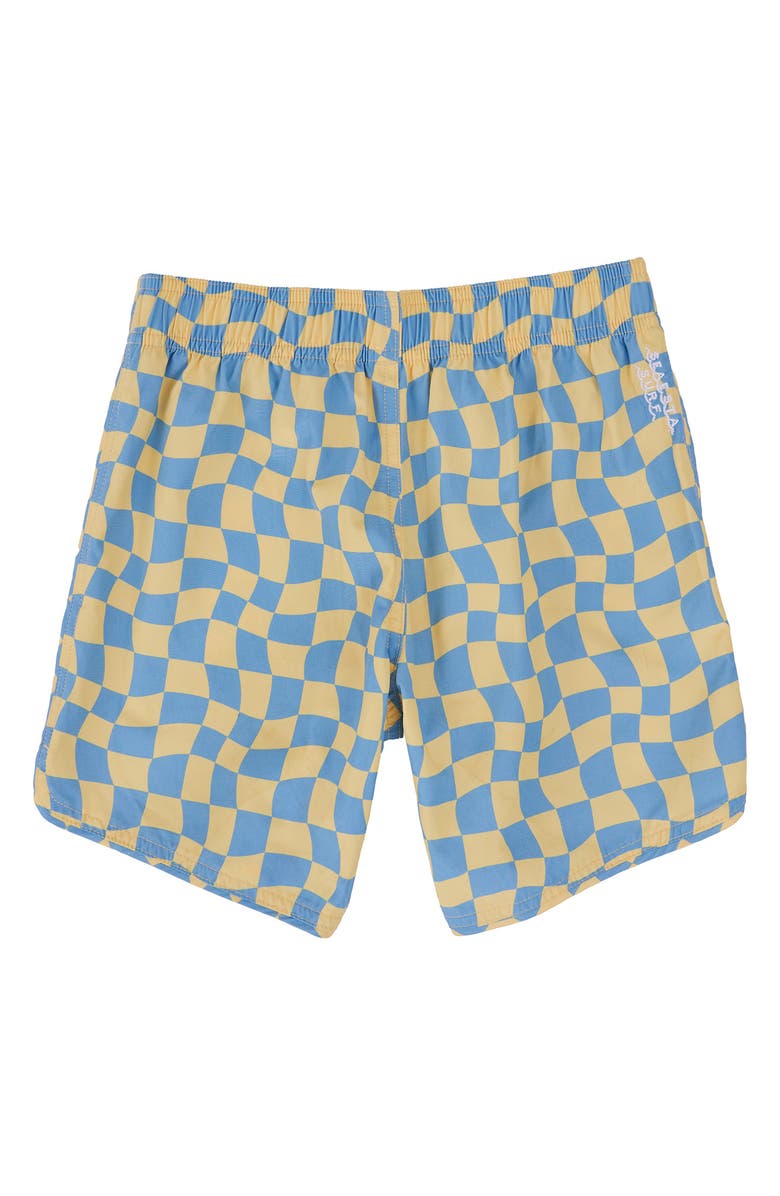 SEAESTA SURF Kids' Wavy Checks Banana Board Shorts, Alternate, color, Banana