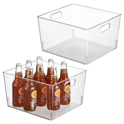 mDesign Plastic Kitchen Pantry Storage Organizer Container Bin - 2 Pack, USA Made in Clear 