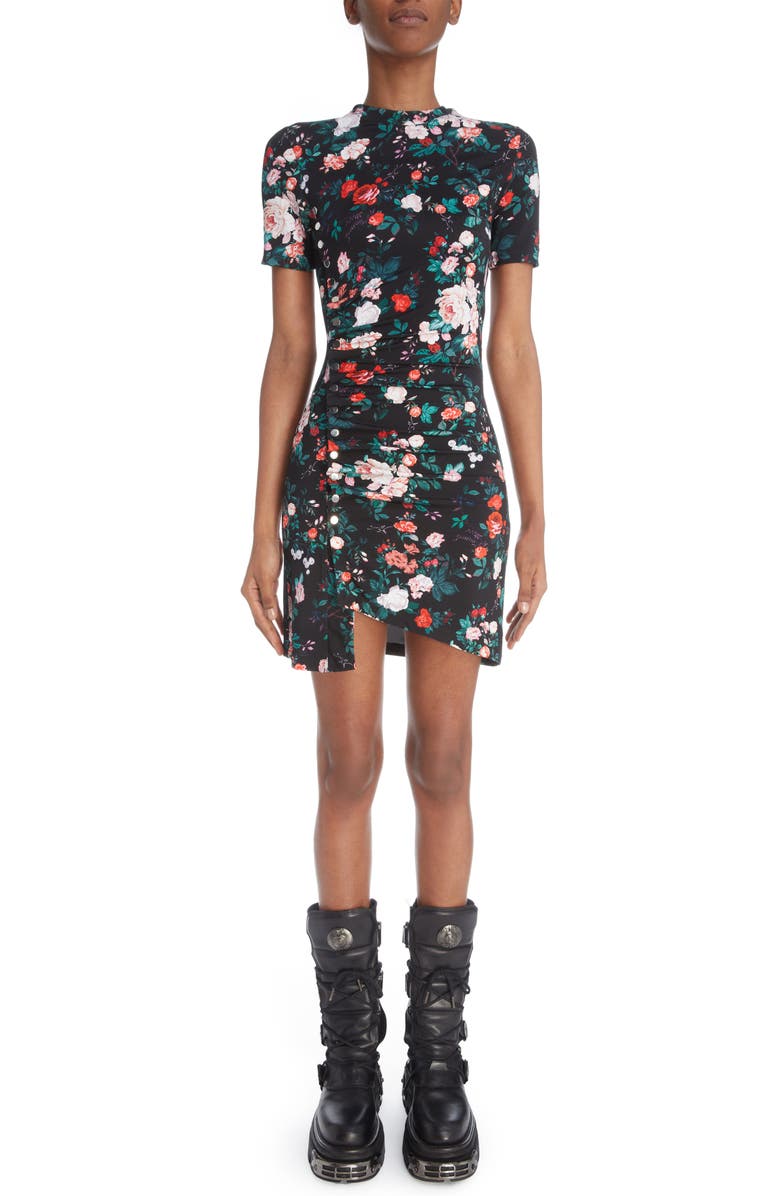 Rabanne Floral Print Ruched Jersey Minidress, Main, color,