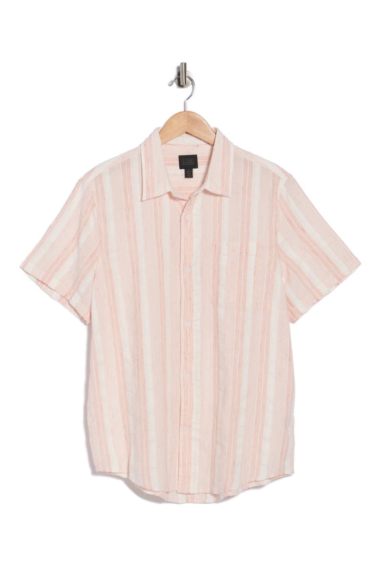 Short Sleeve Woven Slub Shirt, Alternate, color, PINK TIDE STRIPE