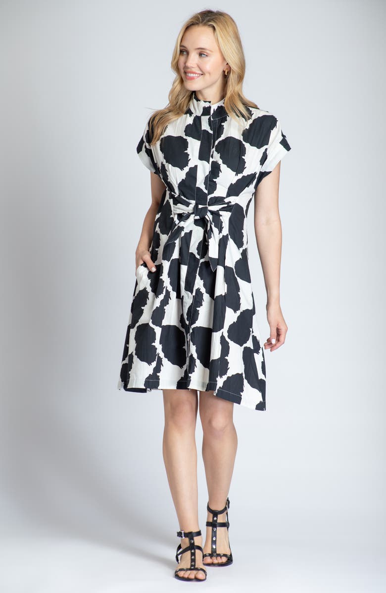 APNY Belted Shirtdress, Alternate, color, Black/White