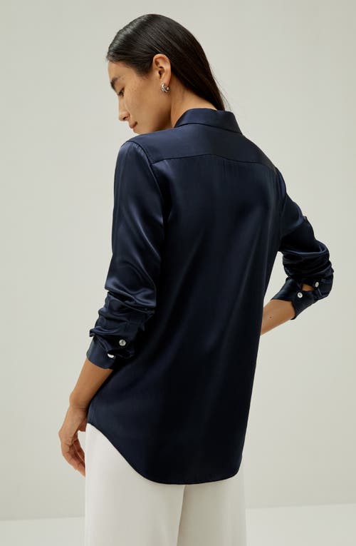 Lilysilk Elegant Button Up Silk Shirt In Navy Blue