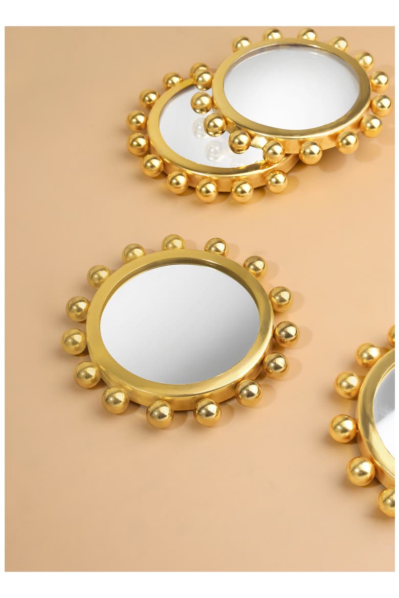 Astra Beaded Mirror Coasters, Alternate, color, GOLD